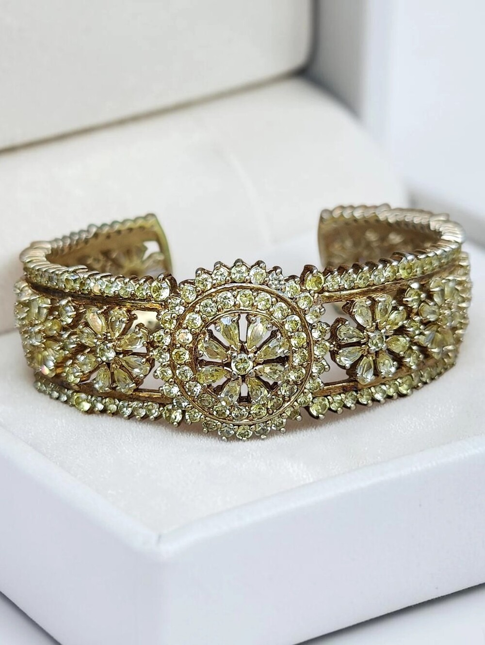 💎 14k Vermeil Sterling Silver Yellow Diamond Cuff Bracelet